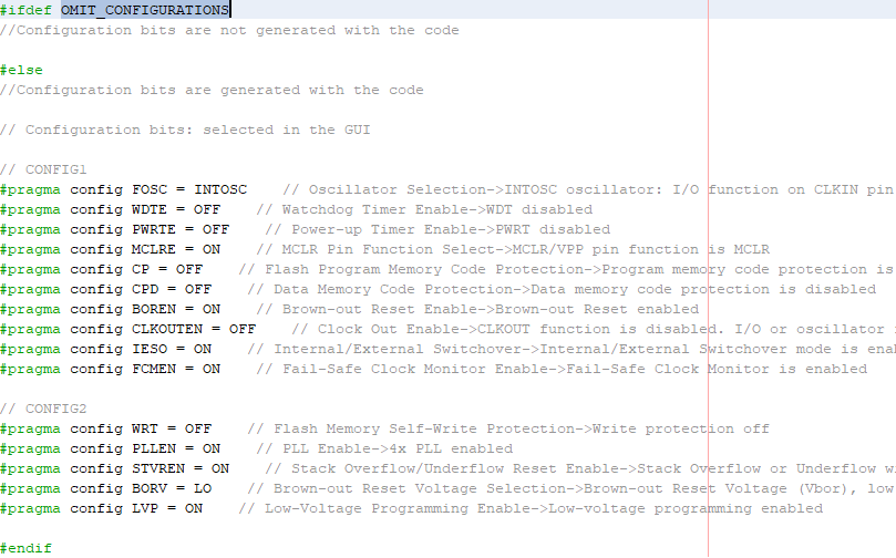 Directivas de compilación condicional de las Config Words