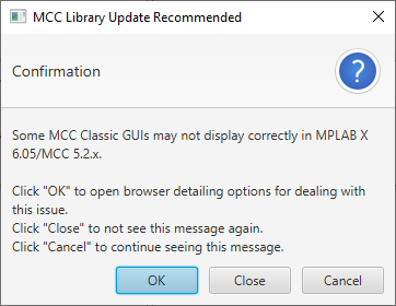 MCC Library Update Warning
