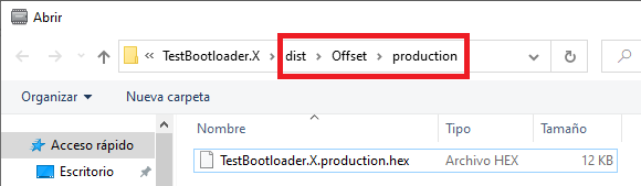 Offset Firmware para cargar mediante el bootloader