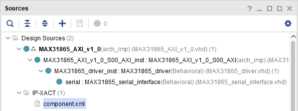 Jerarquía de fuentes para el AXI driver y MAX31865