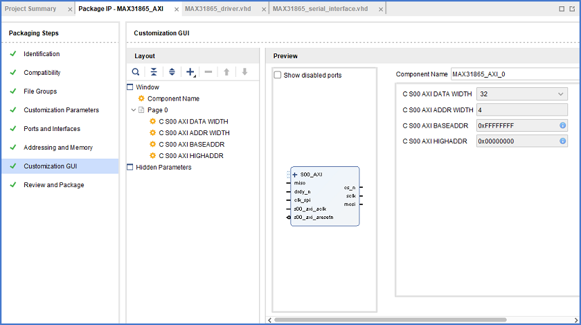 IP-Package del AXI Driver MAX31865