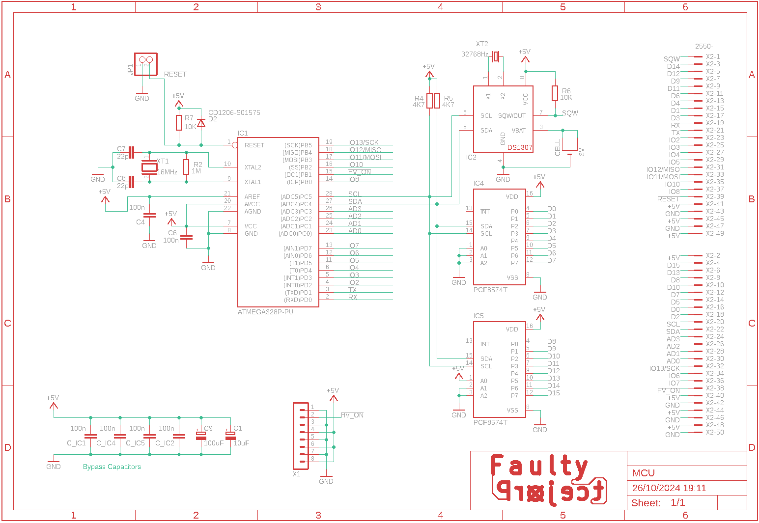 Esquema tarjeta de control reloj nixie