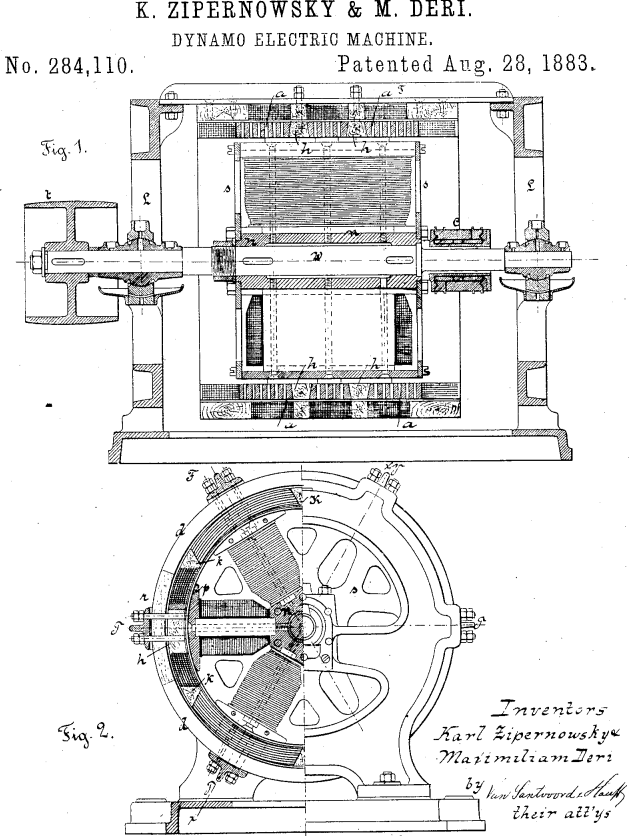 Alternador Zipernowsky & Dery en la patente