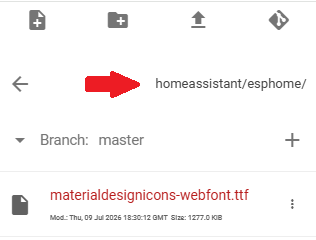 Directorio donde colocar "materialdesignicons-webfont.ttf" en ESPHome
